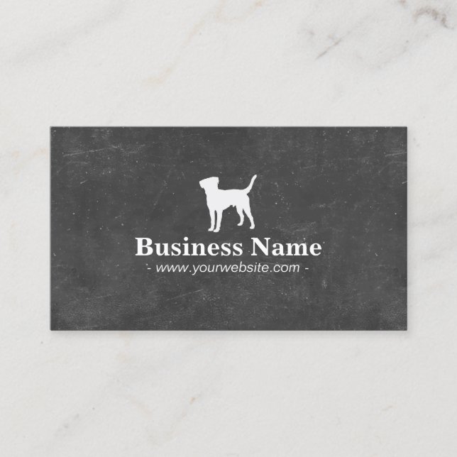 Dog Silhouette Pet Care Chalkboard Business Card (Front)