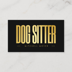 Dog Sitter Black And Gold Business Card