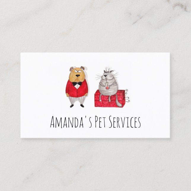 Dog Sitter Cat Sitter Pet Services Grooming Business Card (Front)
