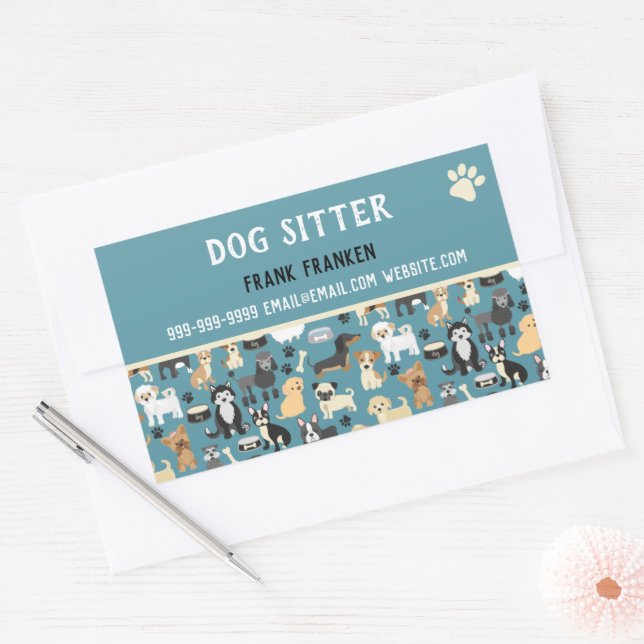 Dog Sitter Dog Walker Puppy Pattern Rectangular Sticker (Envelope)