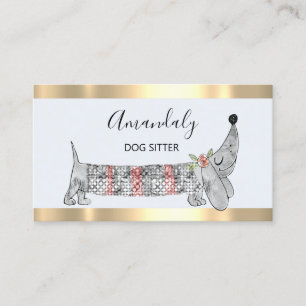 Dog Sitter Pet Fashion Boutique Care Basset Silver Business Card