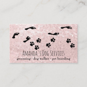 Dog Sitter Pet Services Grooming Paw Path Pink Business Card