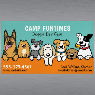 Dog Sitter Pet Sitting Cartoon Cute Peeking Dogs Magnetic Business Card