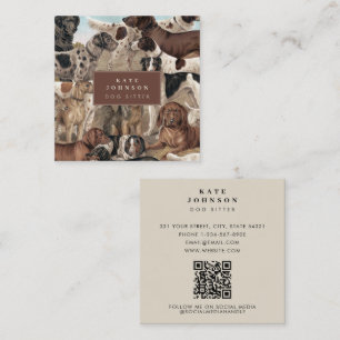 Dog Sitter Trainer Animal Care Dogs QR Code Square Business Card
