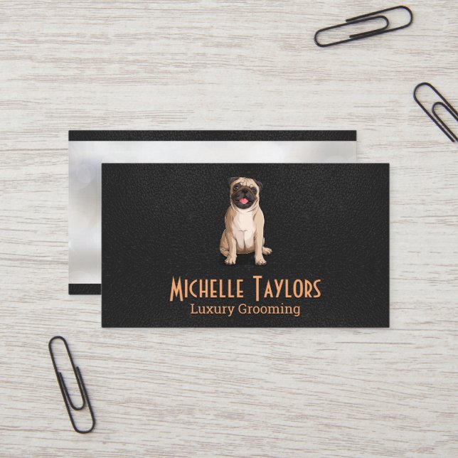 Dog Sitting | Grooming | Leather Business Card (Front/Back In Situ)