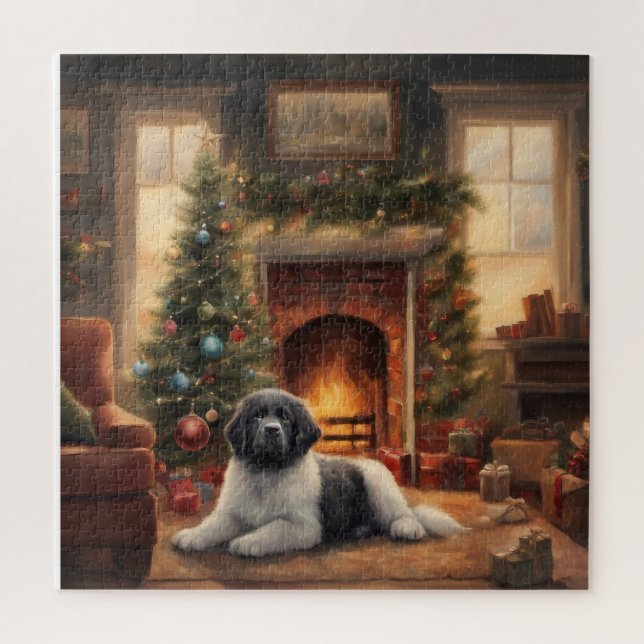 Dog Sitting In Front Of A Christmas Tree Jigsaw Puzzle (Vertical)