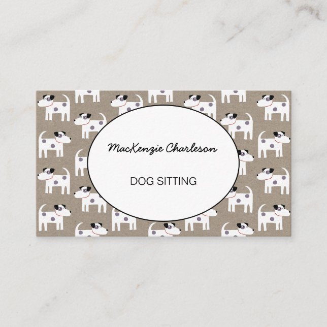 Dog Sitting Jack Russell Terrier Brown Paper Business Card (Front)