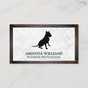 Dog Sitting   Marble   Wood Border Business Card