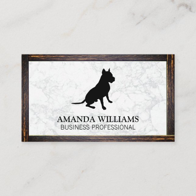 Dog Sitting | Marble | Wood Border Business Card (Front)
