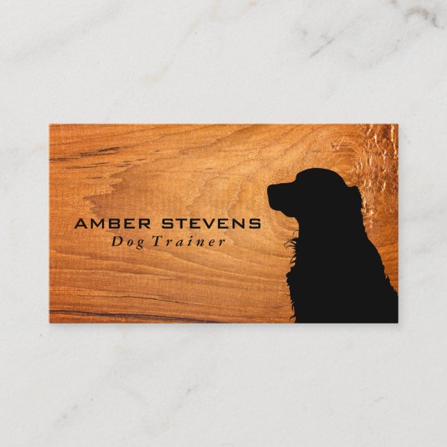 Dog Sitting Silhouette | Wood Business Card (Front)