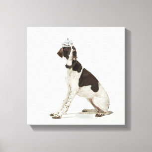 Dog sitting with a tiara on head canvas print