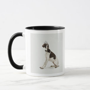 Dog sitting with a tiara on head mug