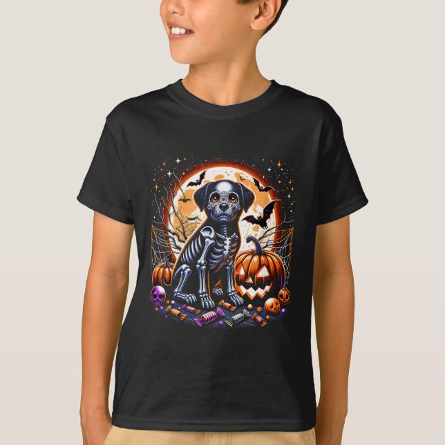 Dog Skeleton Halloween T-Shirt (Front)