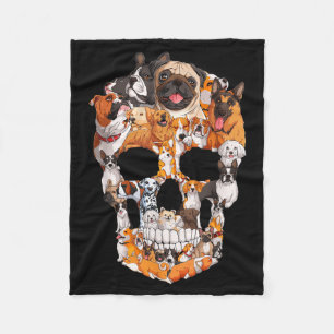 Dog Skull Dogs Paw Lover Halloween Costume Men Fleece Blanket