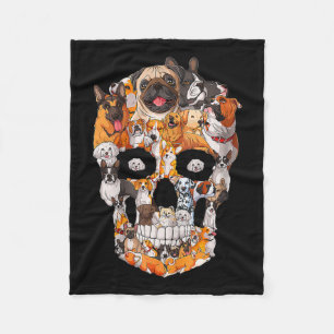Dog Skull Dogs Paw Lover Halloween Dog Skeleton Fleece Blanket