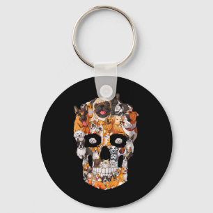 Dog Skull Dogs Paw Lover Halloween Dog Skeleton Key Ring