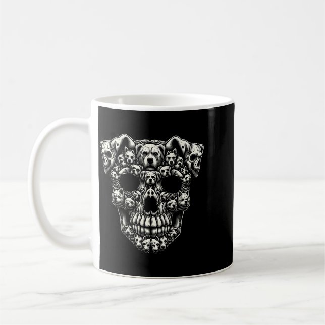 Dog Skull X-Ray Halloween Skeleton Black Long Coffee Mug (Left)