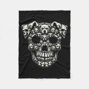 Dog Skull X-Ray Halloween Skeleton Black Long Fleece Blanket