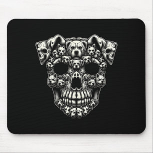 Dog Skull X-Ray Halloween Skeleton Black Long Mouse Mat