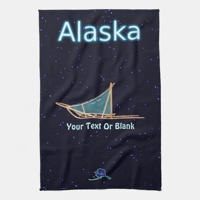 Dog Sled - Alaska Tea Towel (Vertical)