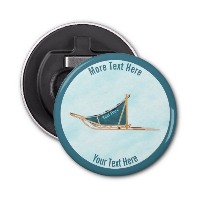 Dog Sled On Snow Bottle Opener (Front)