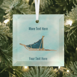 Dog Sled On Snow Glass Tree Decoration