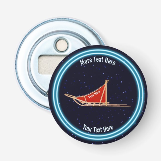 Dog Sled On Stars Bottle Opener (Front)