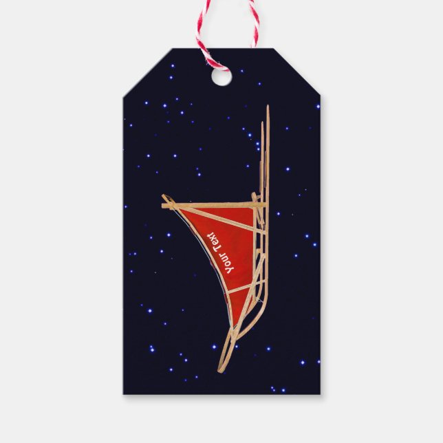 Dog Sled On Stars Gift Tags (Front)