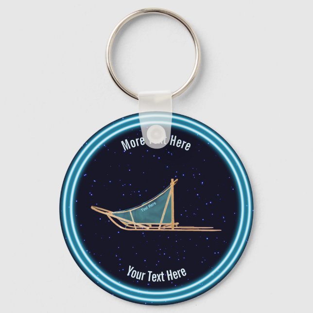 Dog Sled On Stars Key Ring (Front)