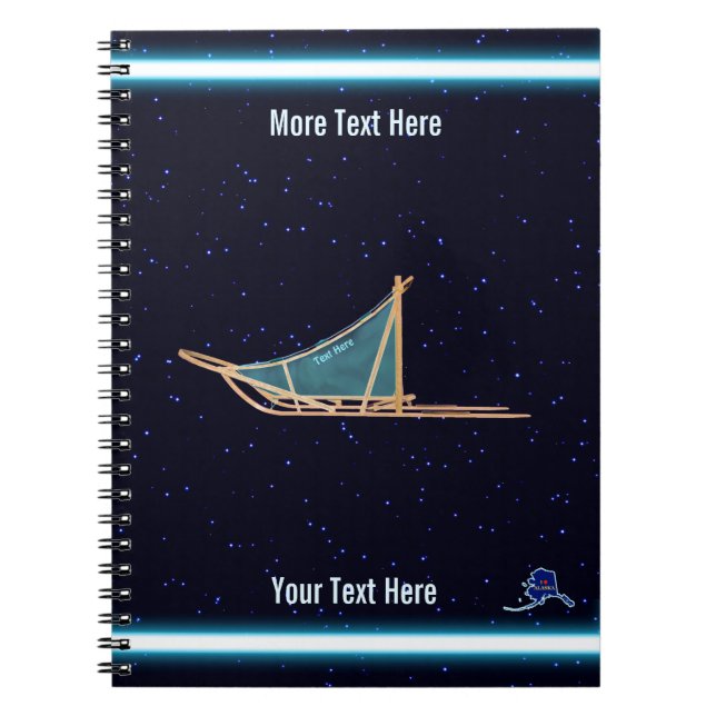 Dog Sled On Stars Notebook (Front)