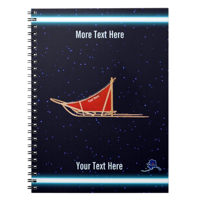Dog Sled On Stars Notebook (Front)