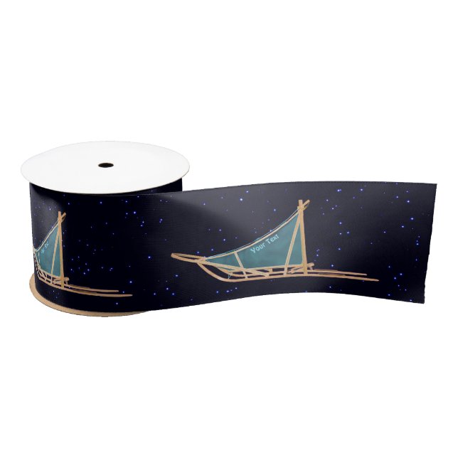 Dog Sled On Stars Satin Ribbon (Spool)