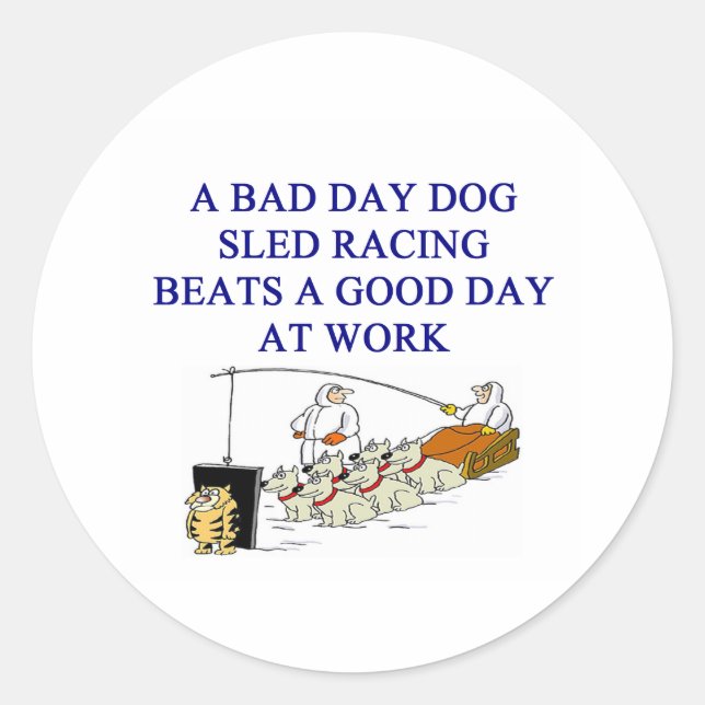 dog sled racing iditarod lover classic round sticker (Front)