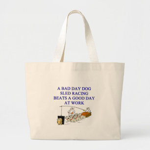 dog sled racing iditarod lover large tote bag