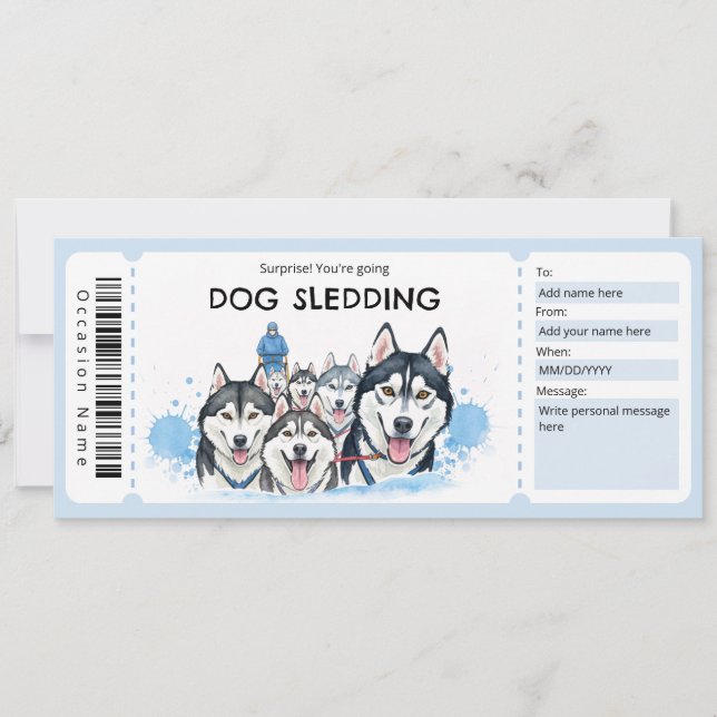 Dog Sledding Gift Certificate Invitation (Front)