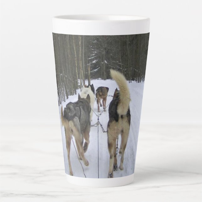 Dog Sledding in Quebec, Canada Latte Mug (Front)