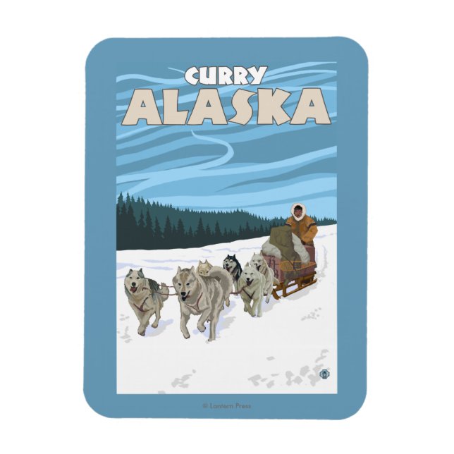 Dog Sledding Scene - Curry, Alaska Magnet (Vertical)