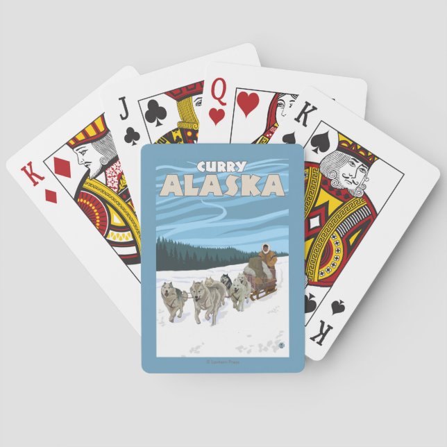 Dog Sledding Scene - Curry, Alaska Playing Cards (Back)