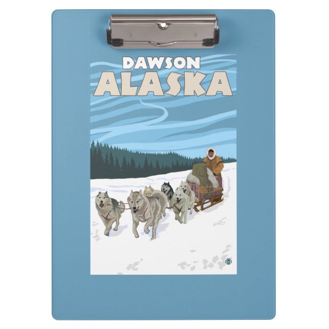 Dog Sledding Scene - Dawson, Alaska Clipboard (Front)