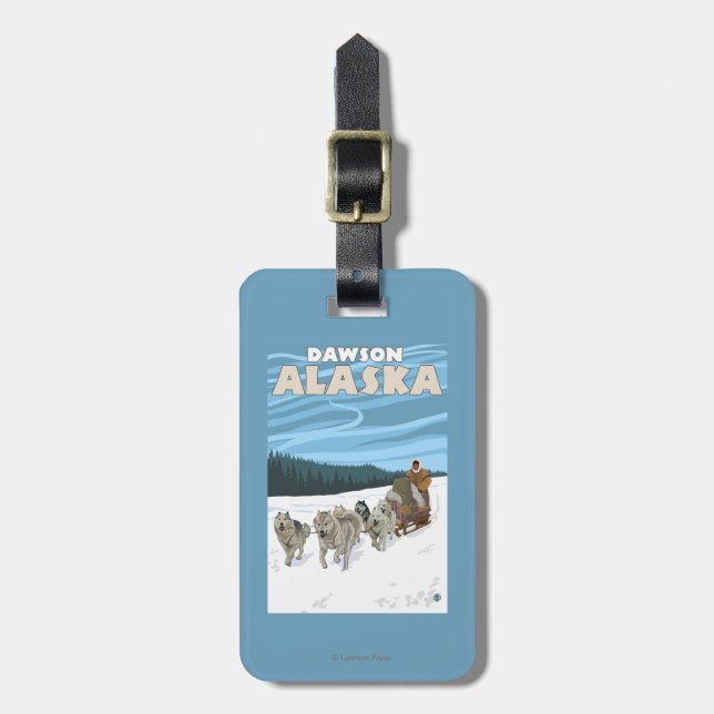 Dog Sledding Scene - Dawson, Alaska Luggage Tag (Front Vertical)