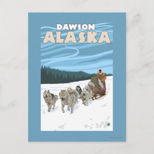 Dog Sledding Scene - Dawson, Alaska Postcard