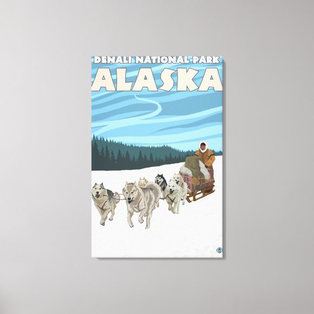 Dog Sledding Scene - Denali Nat'l Park, Alaska Canvas Print (Front)