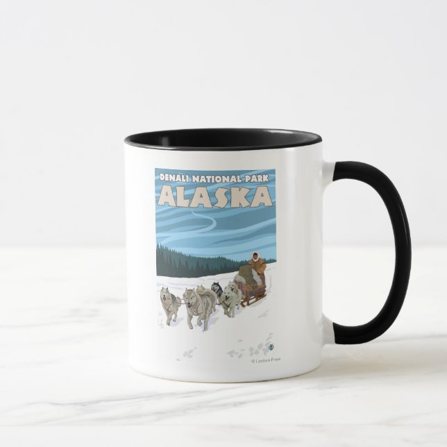 Dog Sledding Scene - Denali Nat'l Park, Alaska Mug (Right)