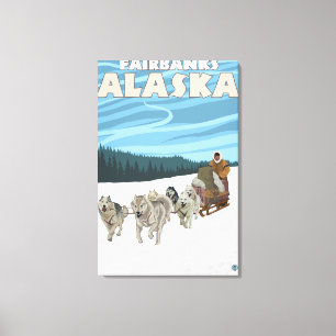 Dog Sledding Scene - Fairbanks, Alaska Canvas Print