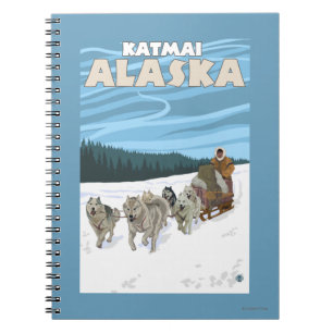 Dog Sledding Scene - Katmai, Alaska Notebook