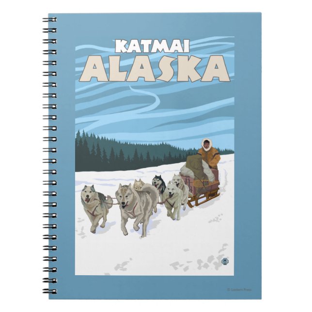 Dog Sledding Scene - Katmai, Alaska Notebook (Front)