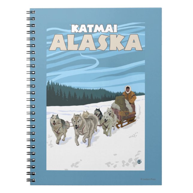 Dog Sledding Scene - Katmai, Alaska Notebook (Front)