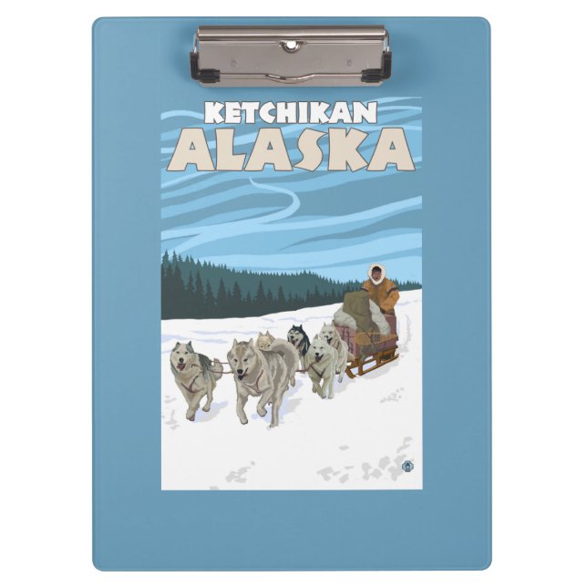 Dog Sledding Scene - Ketchikan, Alaska Clipboard (Front)
