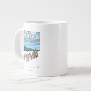 Dog Sledding Scene - Ketchikan, Alaska Large Coffee Mug
