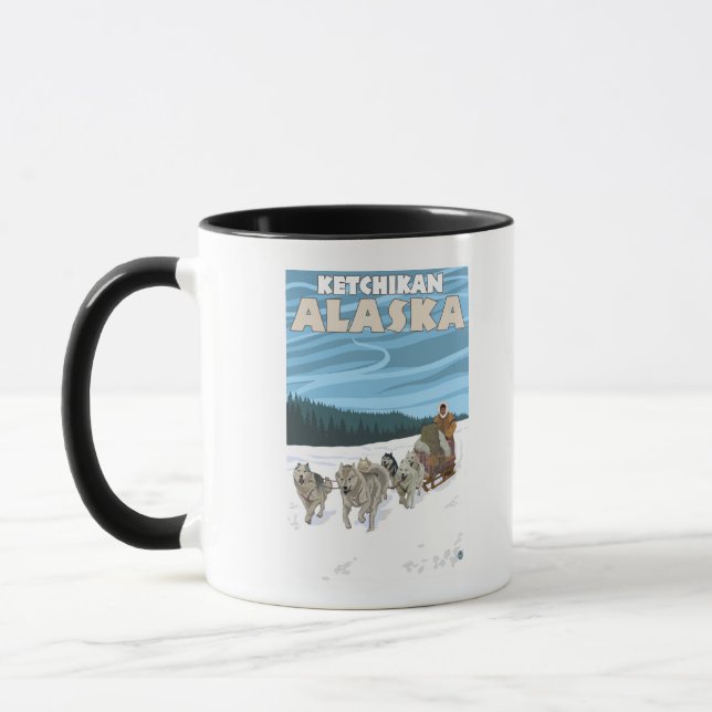 Dog Sledding Scene - Ketchikan, Alaska Mug (Left)